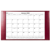 Burgundy Bonded Leather Desk Pad w/ Calendar Insert, 30 x 18